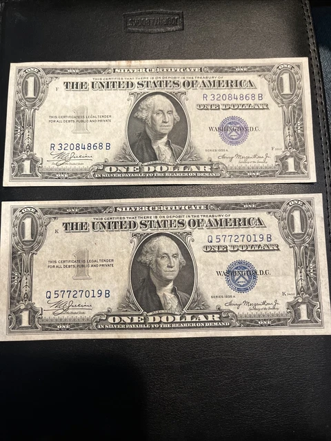 Lot of 2 1935 A C $1 One Dollar SILVER CERTIFICATE US Blue Seal