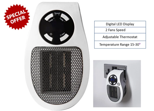 BLAUPUNKT PLUG IN Heater 500W LED Display 2 Fan Speed Electric Portable  Heater £29.99 - PicClick UK