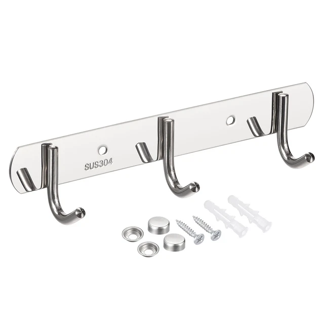 Coat Hook Racks, Stainless Steel Wall Mounted with 3 Hooks Wall Hangers