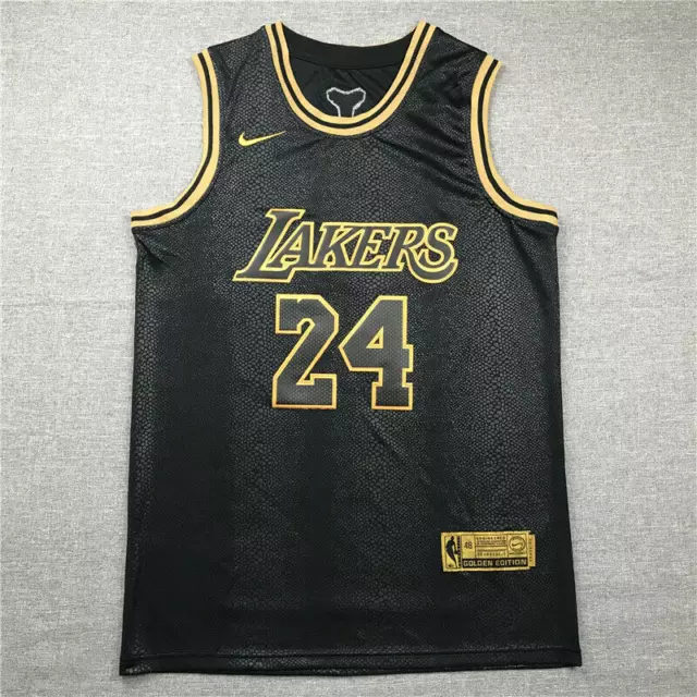 Kobe Bryant Los Angeles Lakers Basketball Trikot Genäht Black Gold Edition #24