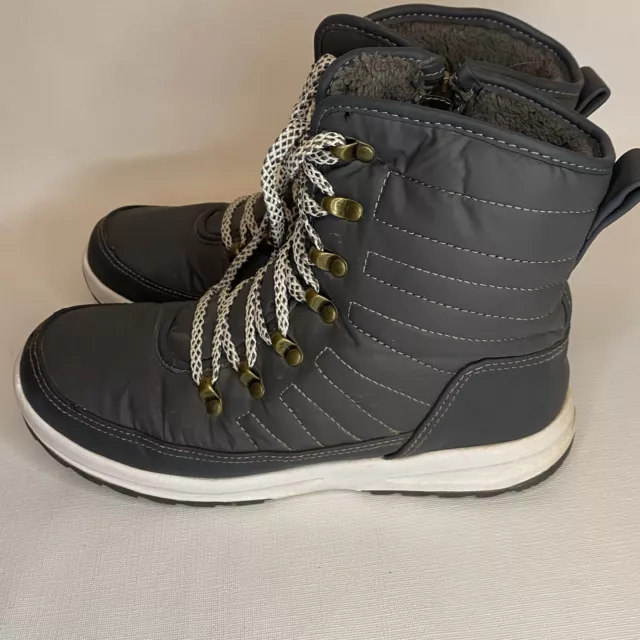 Khombu Alta Sport All Weather Side Zip Ankle Boot Gray Lace Up Women’s Sz 8M 3