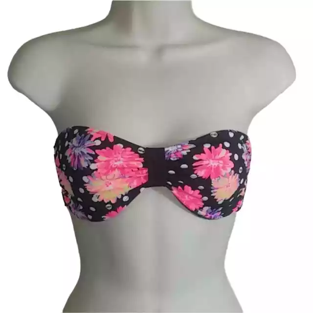 Pink Victoria's Secret Floral Polka Dot Bikini Top Size Small Summer Beach Swim