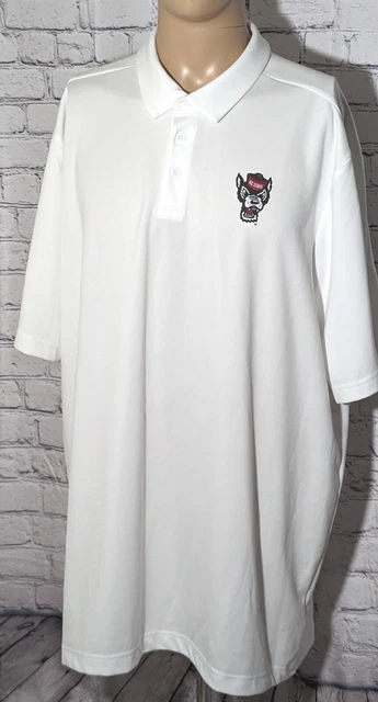 Adidas NC State Wolfpack Polo Shirt Men's 2XLT White Short Sleeve Shirt