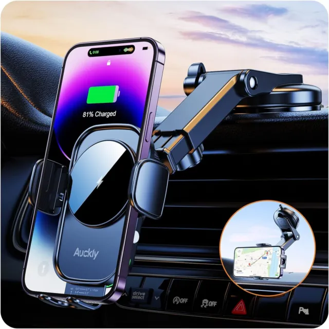 Qi 15W Fast in Car Wireless Charger Automatic Sensor Phone Holder Vent Mount