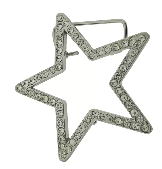 New Men Big Silver Metal Star Belt Buckle Rhinestone Cowgirl Rodel Blinged Style