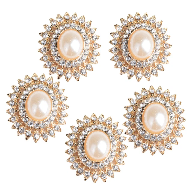 5 Stücke Kristall Perle Verzierungen Flatback Tasten Für Hochzeit Handwerk