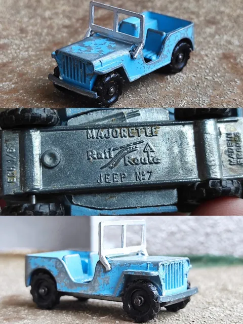 1/65 Rail Route N° 7 Majorette Jeep Jouet Ancien Collection 4x4 Miniature '70