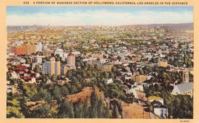 Hollywood Los Angeles Glendale CA California Downtown Skyline Vtg Postcard B12