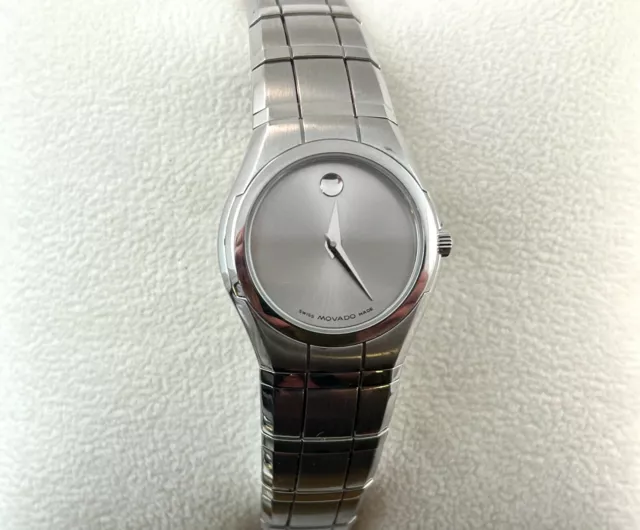 Ladies  MOVADO SENTO Grey Museum Dial St. Steel Swiss Quartz Watch in Box