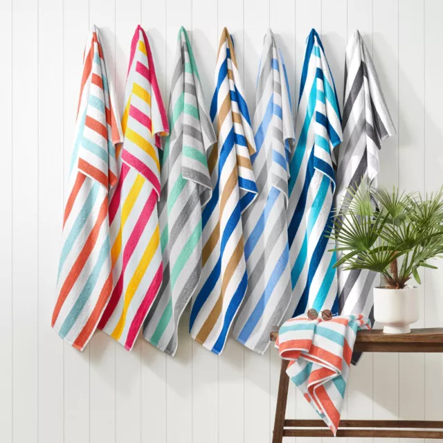 4 Pack of Cabo Cabana Beach Towels, 30x70 Extra Large Striped RingSpun Cotton