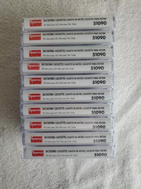 NEW lot of 10 Sparco 90min Dictating Cassette #51090