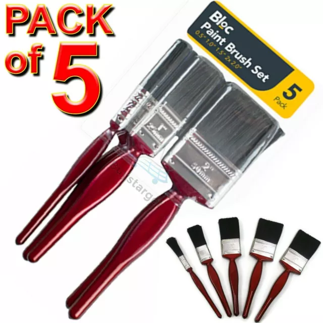 🔥5 Pack Durable Fine Paint Brush Set Painting Decorating Advanced Bristles Five