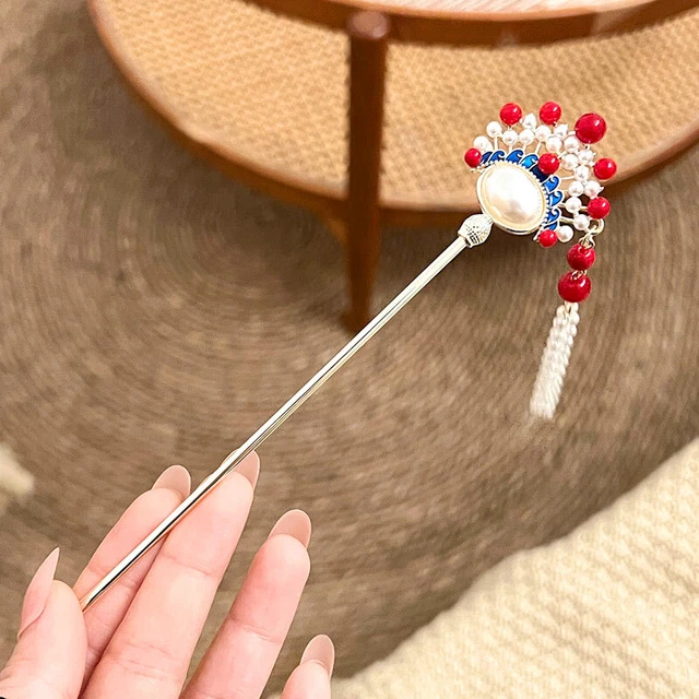 Chinese Peking Opera Facial Makeup Tassel Hair Jewelry Hair Sticks Hairpin Gift