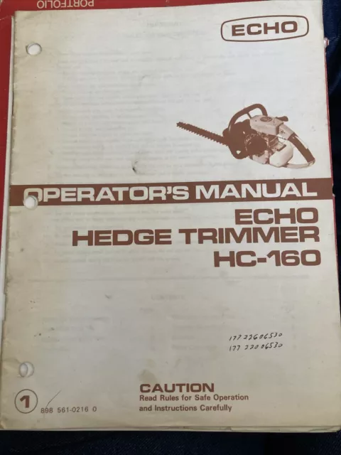 Echo HC-160 Hedge Trimmer Parts & Operators Manual.