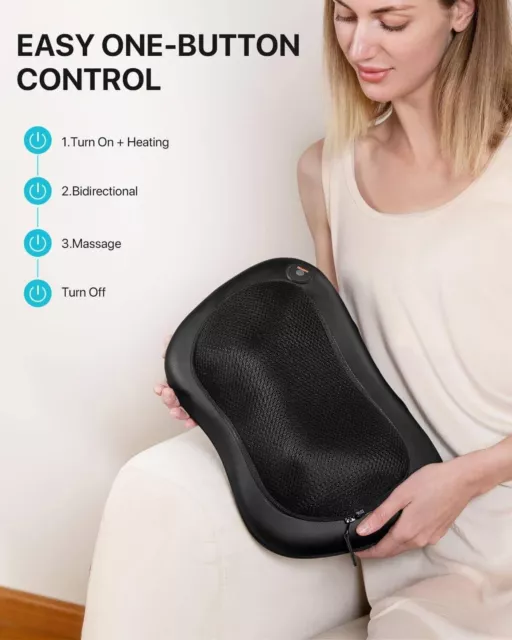 Cojín Masajeador Cervical y Espalda Para Masaje Shiatsu Cuello Lumbar Con Calor 3