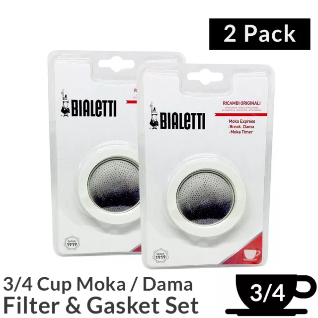 x2 Bialetti 3 Gaskets With 1 Filter For 3 / 4 Cup Spare Replacement Coffee Maker