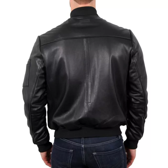 WILLIAM RAST NEW Men's Black Leather Motorcycle Bomber Jacket M TEDO 2