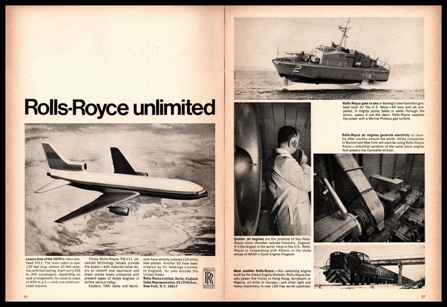 1968 ROLLS-ROYCE ENGINE Lockheed 1011 Jet Boeing Diesel Train 2-Page ...