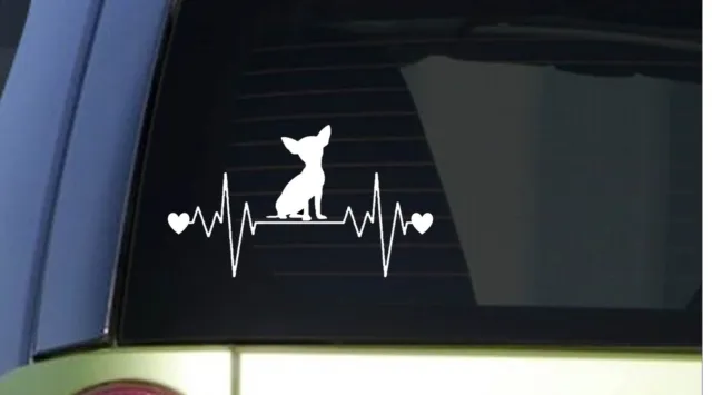 Chihuahua heartbeat lifeline *I194* 8" wide Sticker decal dog