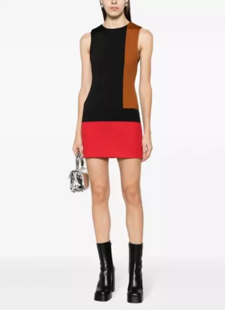 Alice + Olivia Wynell Sleeveless Fitted Mini Dress Color Block Size 2, NEW $295