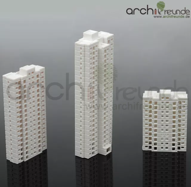 3 x Modell Hochhaus Gebäude 1:800 : Typ A + Typ B + Typ C