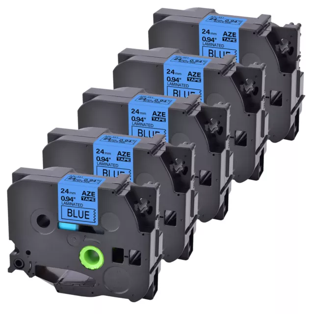 5PK 1" Compatible with Brother TZ-551 TZe-551 Black on Blue Label Tape P-Touch