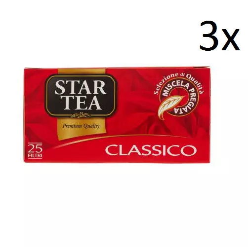 3x Star the Classico tè tea box 25 Teebeutel 37,5g Italienisch tea Schwarztee