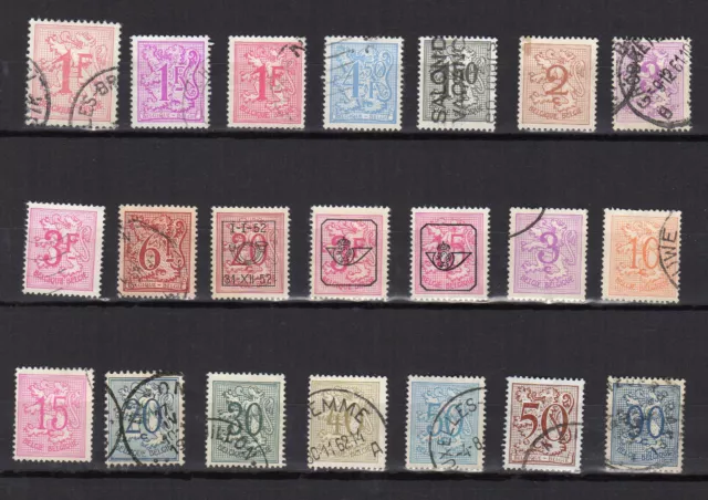Belgique années 1950-60 chiffre lot de 20 timbres oblitérés /TE424