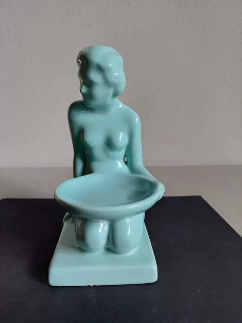 Female Nude Art Deco Celadon Glazed Pottery Richards c1930 18cm Rare Ricardia