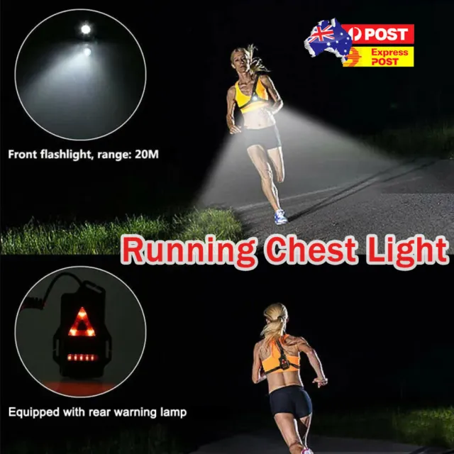 RUNNING LIGHT CHEST USB LED Lamp Reflective Armband Jogging Night-Torch  U8D3 $10.20 - PicClick AU