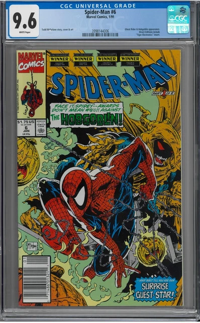 SPIDER-MAN No. 6 CGC 9.6 Todd McFarlane Cover! Hobgoblin Appearance! NEWSSTAND!