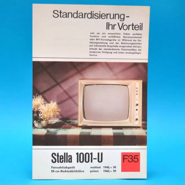 Fernsehtischgerät Stella 1001-U DDR 1969 59-Bildr. Prospekt Werbung DEWAG F35 B