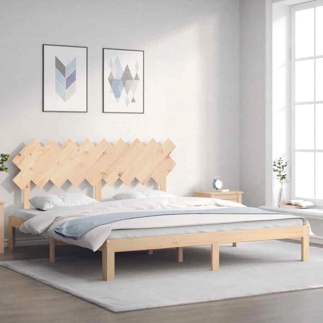 Estructura de cama de matrimonio con cabecero madera maciza vidaXL