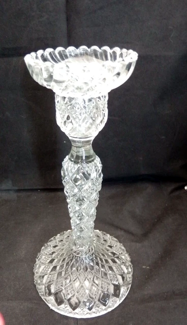 Bougeoir Chandelier Vintage En Verre Moulé Rose - Style Portieux Vallerysthal