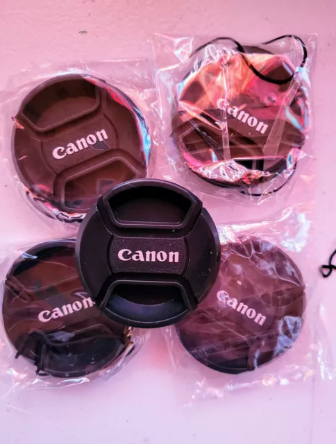 5 NEW 49mm Front Lens Cap Cover with Cap Keeper For Canon