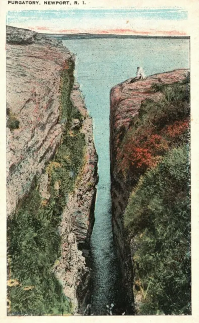 Vintage Postcard 1920's  Purgatory Newport RI Rhode Island Natures Wonders