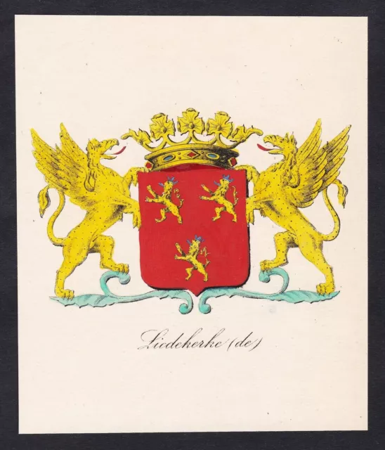 Liedekerke Armoiries Blason Coat De Arms Blason Wapen Gravure 1845