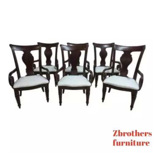 Set of 6 Pennsylvania House Cherry Cortland Manor Regency Dining Room Arm Chairs