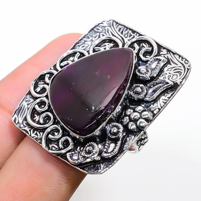Purple Labradorite Gemstone 925 Sterling Silver Jewelry Ring Size 10 Easter