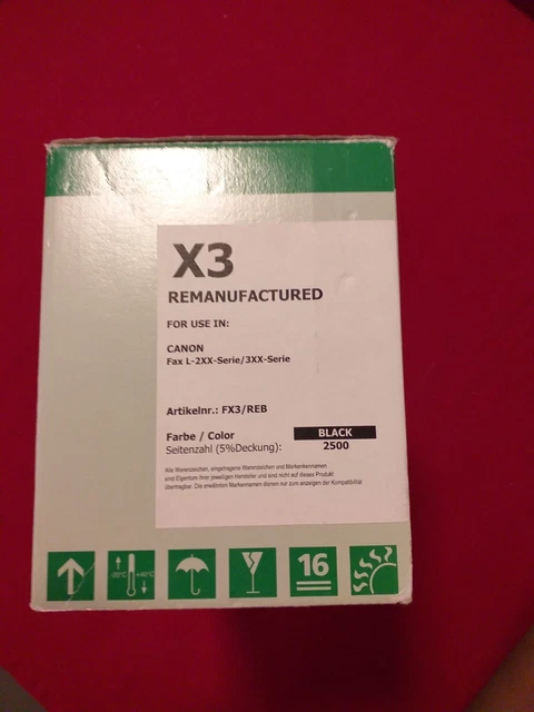 X3 Toner Kartusche, schwarz kompatibel für CANON FAX L-2XX, L-3XX, OVP, black