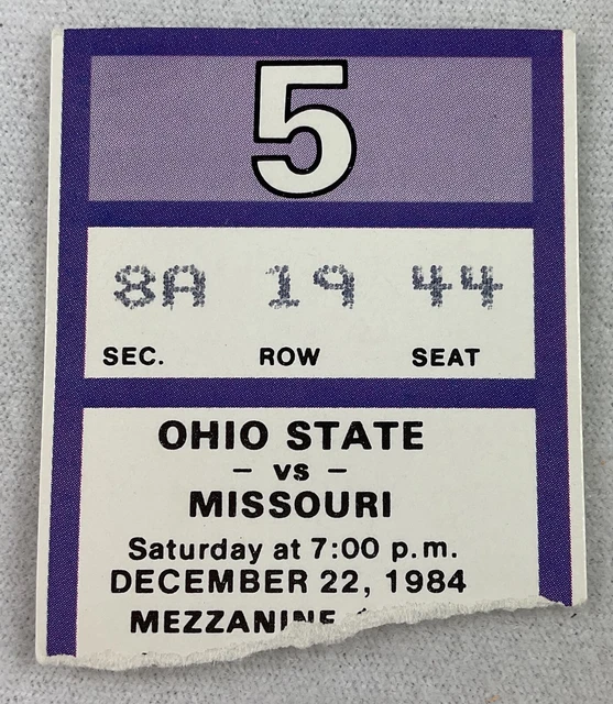 CBK 1984 12/22 Missouri at Ohio State Basketball Ticket-Derrick Chievous