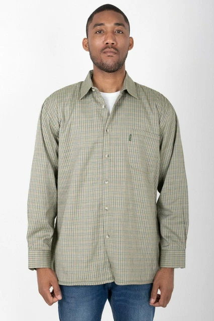Hazy Blue Mens Long Sleeve Micro Fleece Lined Button Country Check Warm Shirts