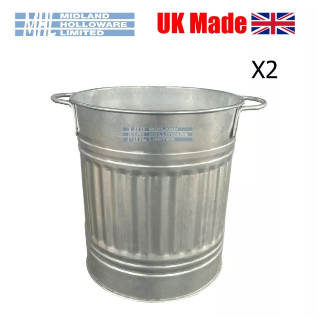 Garden Planter Galvanised Steel, Solid Handles, Plant Pot, UK MADE! (x2 Package)