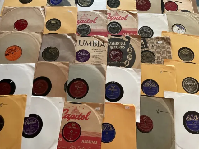 Lot of 10 78 rpm 10" Vinyl Records (shellac, phonograph) Mixed Genre All Sleeved