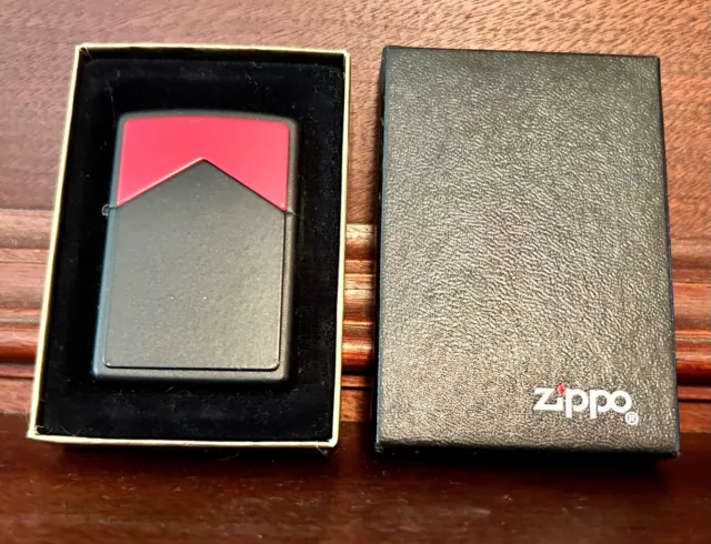 Vintage ZIPPO LIGHTER 1990's Red Roof Black Matte Marlboro MINT