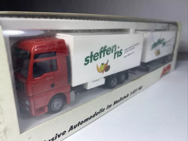 MB8 AWM 1:87 HO LKW MAN Steffen ris Nr 55111 Obst Kofferhängerzug 