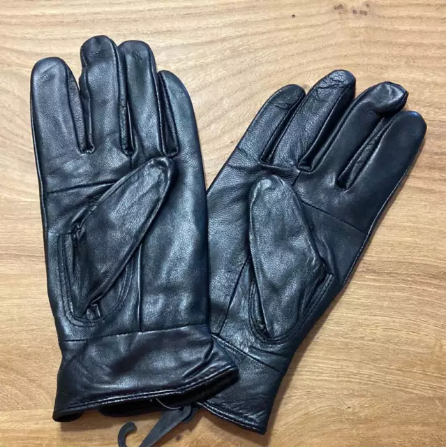 Gants doublés en cuir d’agneau avec bouton au poignet - 7 Noir 2