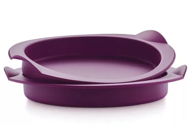 Tupperware Silicone Small Round Cake Baking Form Set of 2 Purple New Fast Ship!