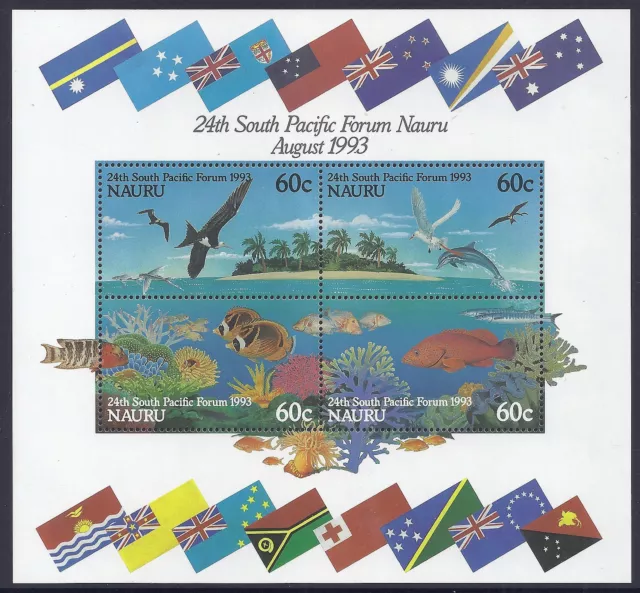 1993 NAURU 24th SOUTH PACIFIC FORUM MINISHEET FINE MINT MUH/MNH