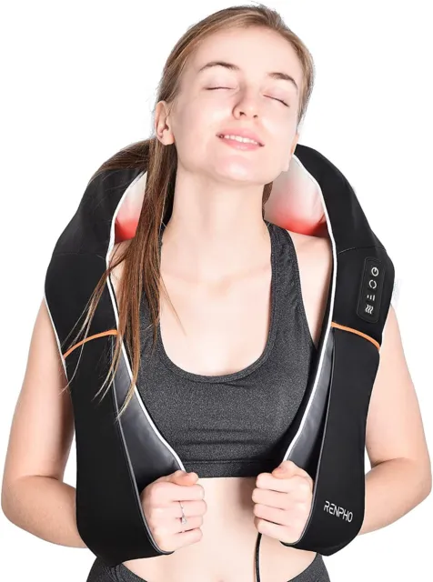 Renpho Electric Shiatsu Neck and Back Massager with Heat, 3D Kneading Massager